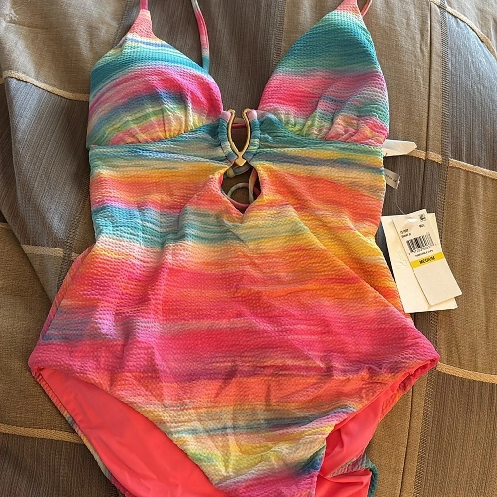 BECCA Women's Verano One Piece Swimsuit, Plunge Neck, Bathing Suits Medium - Picture 9 of 12